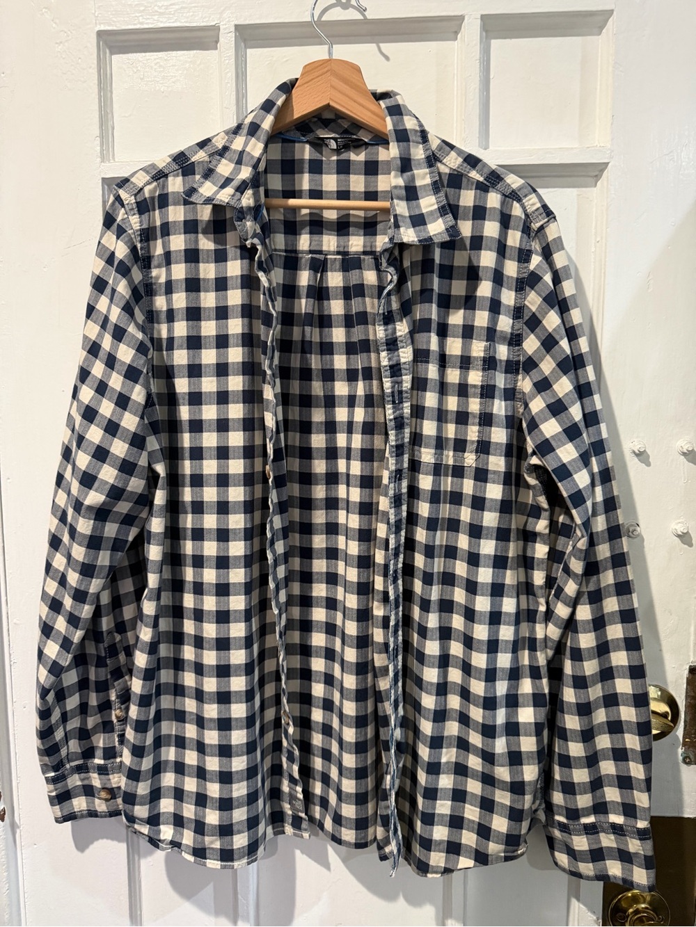 The North Face Navy and White Plaid Button-Down Shirt